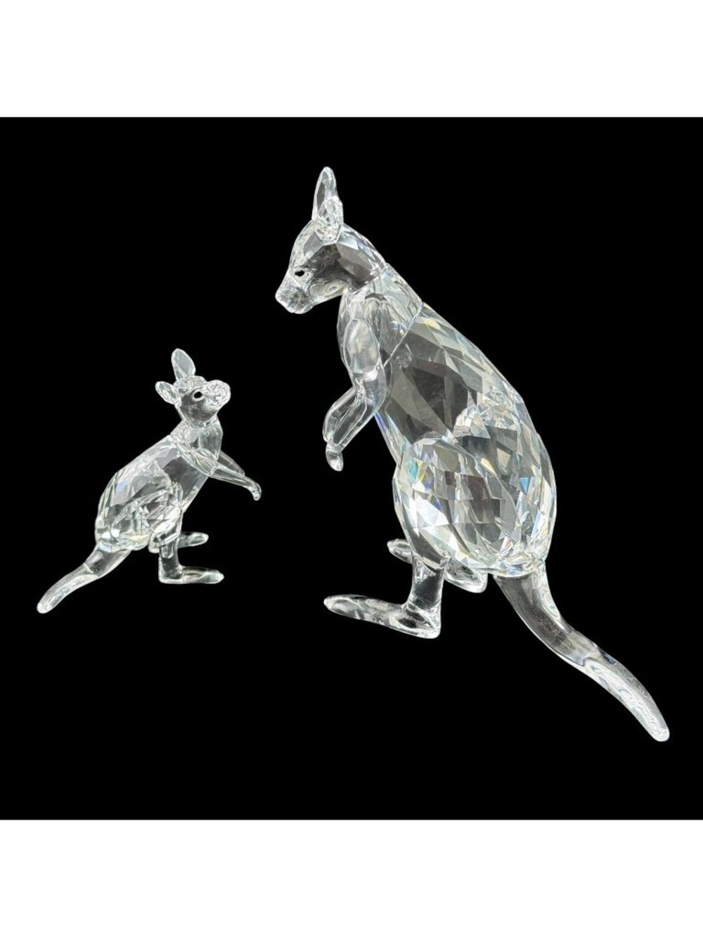 Swarovski Crystal Kangaroo Mother and Baby Joey Set Miniature Made in Austria